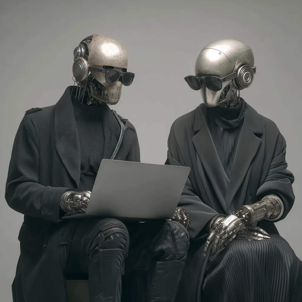 Two agents at a laptop, browsing